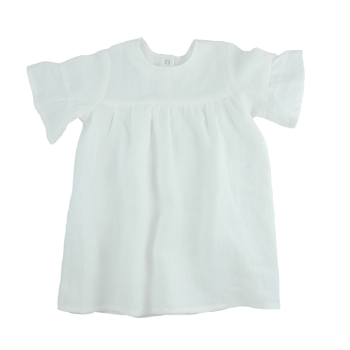 Minimundus klänning med kort ärm 100% ekologiskt lin vit