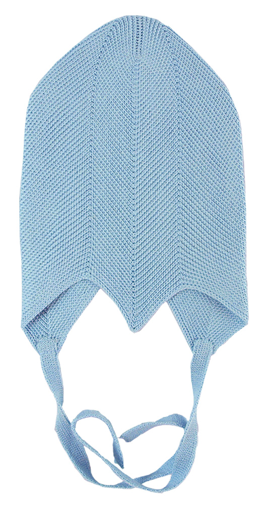 Solius mössa av stickad silke prematur, ljusblå