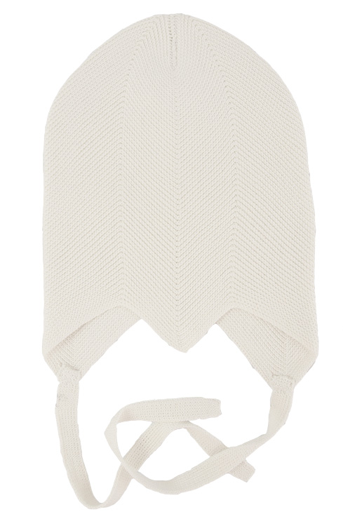Solius mössa av stickad silke prematur, naturvit