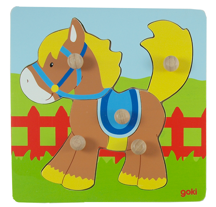 52049 Knoppussel häst 5 bitar av trä GOKI Knoppussel häst 5 bitar av trä GOKI