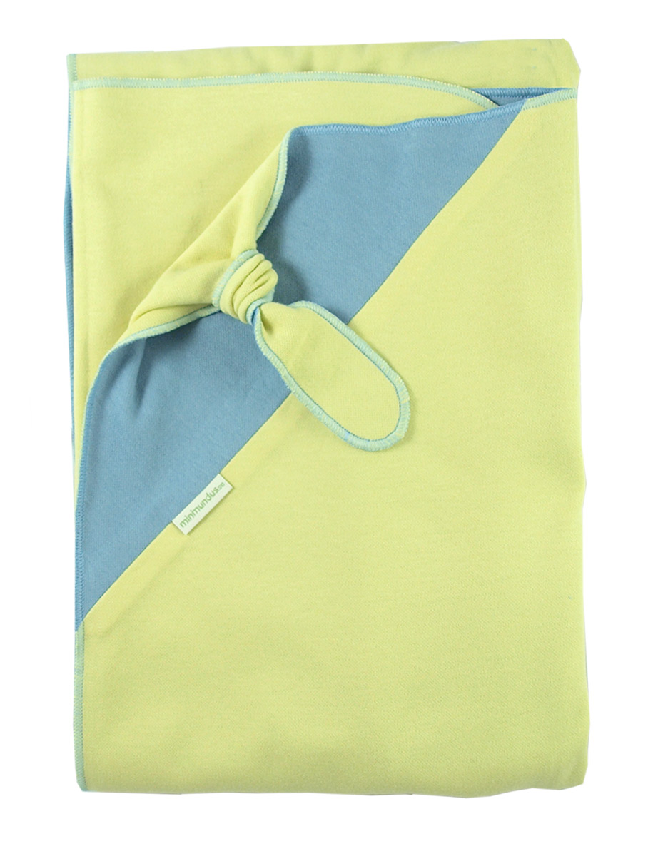 Minimundus ekologisk babyfilt med snuttehörn ljusblå gul