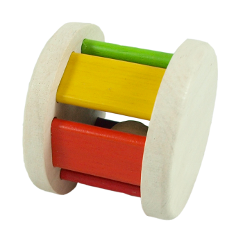 Babyskallra Roller gummiträ glada färger PlanToys