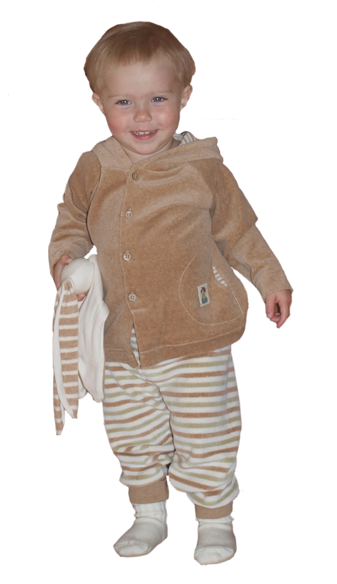 Minimundus Luvtröja ekovelour Coloured by Nature brun knappar av kokos