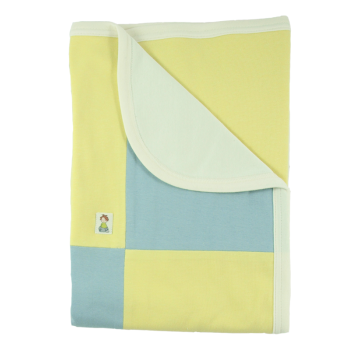 Minimundus babyfilt 100% ekologisk bomull ekologiskt färgad gul blå