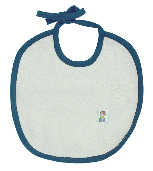 Minimundus haklapp 100% ekologisk bomullsfrotté naturvit med marinblå kant