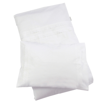 Minimundus påslakanset med brodyr 100% ekologisk bomullspercale vit