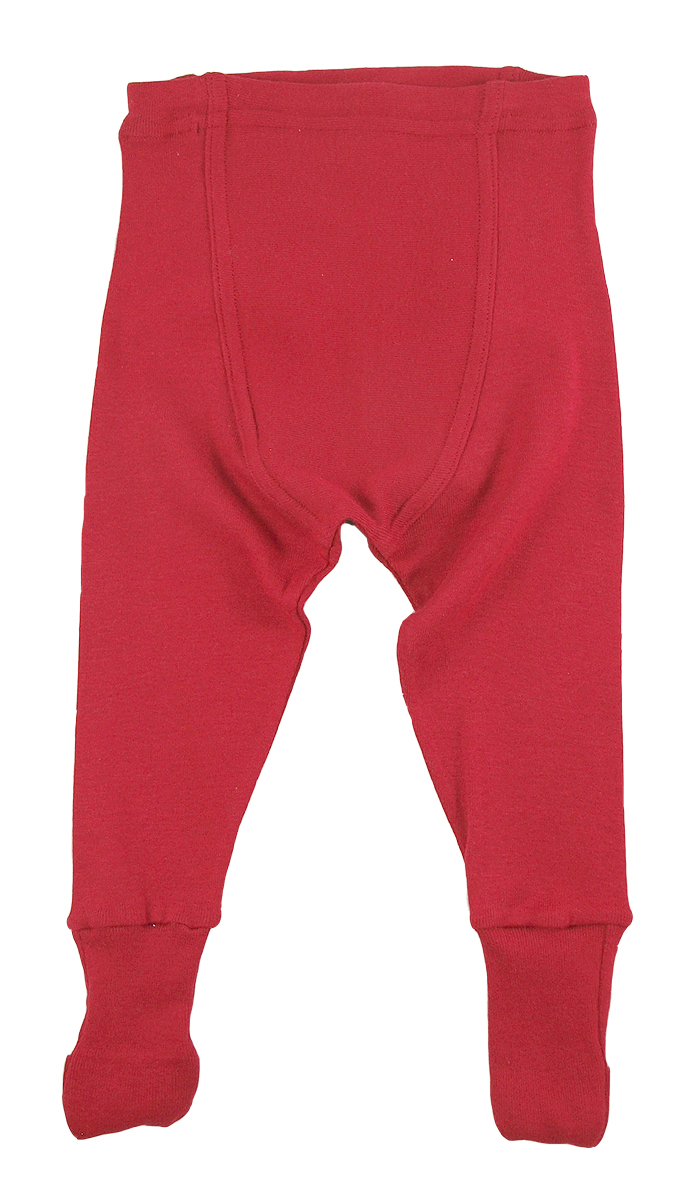 Minimundus babybyxor med fotgömma 100% ekologisk bomull röd
