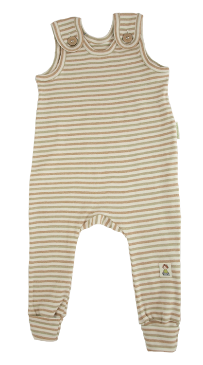 40007 Hängselbyxa Coloured by Nature ekobomull Minimundus hängselbyxa Coloured by Nature ekobomull grön brun naturrand