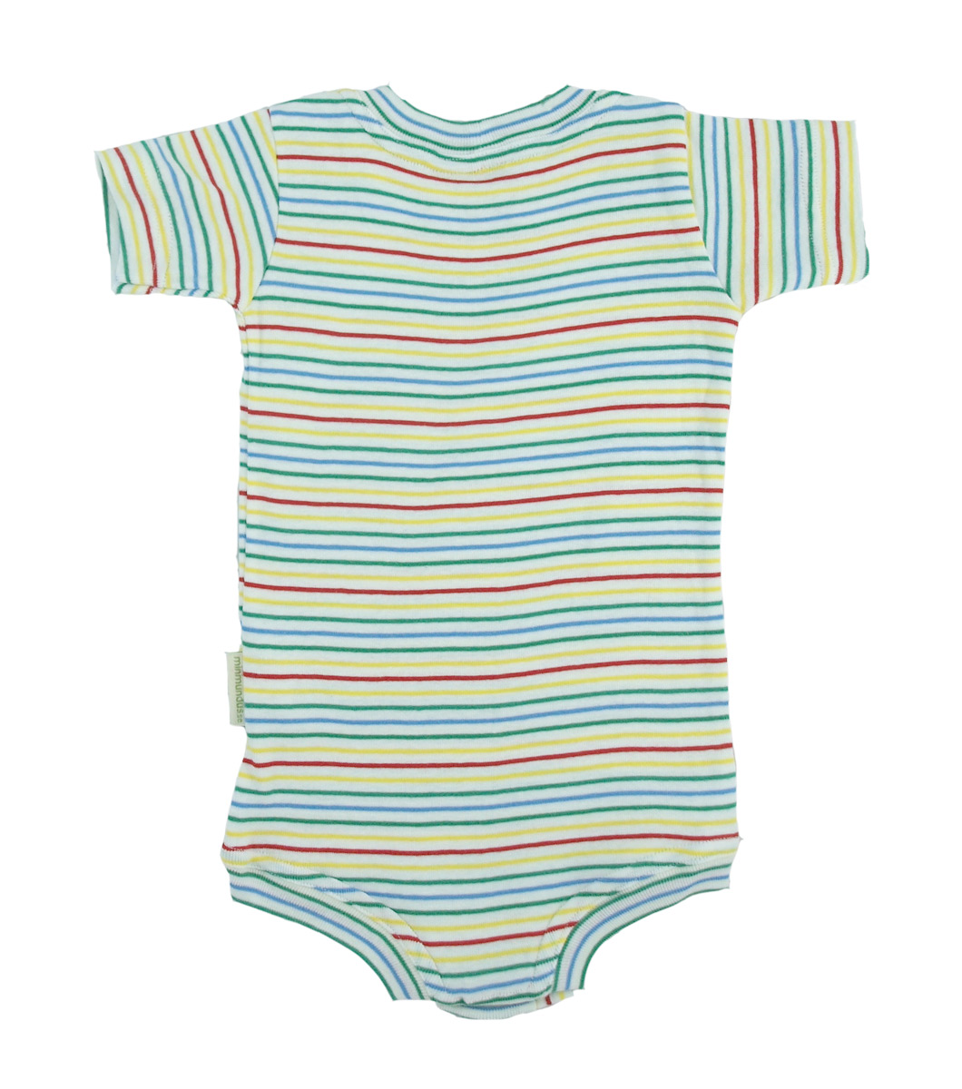 Minimundus body med kort ärm 100% ekologisk bomull gladrand