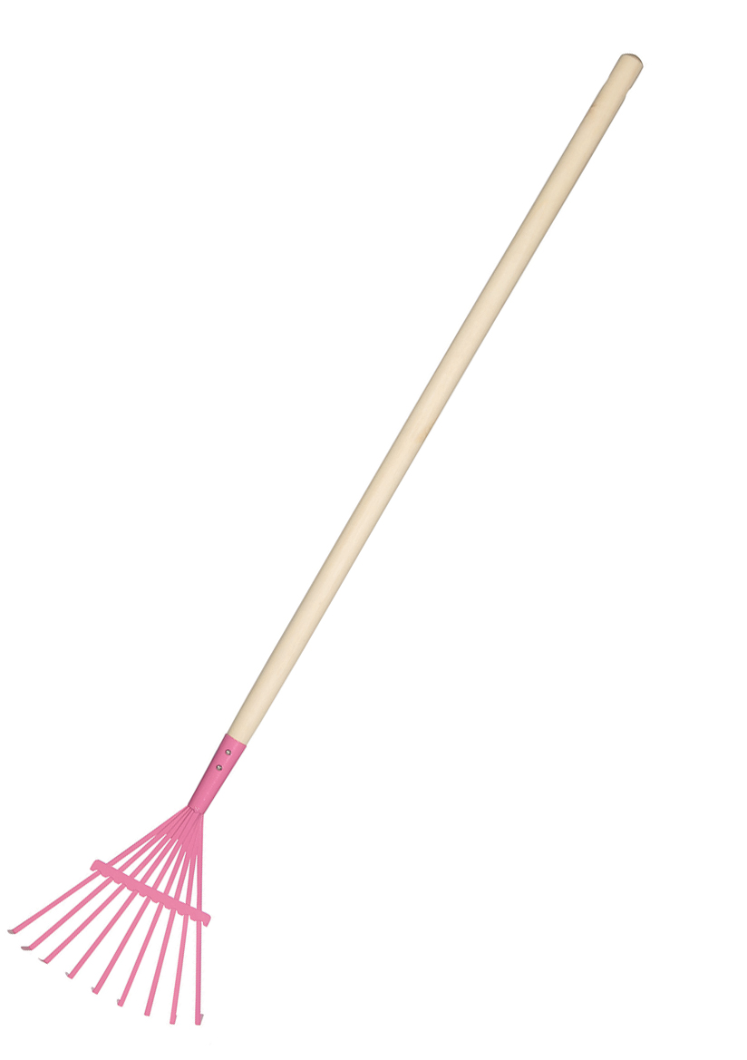 56027 Lövräfsa av plåt och trä rosa GOKI Lövräfsa av plåt och trä rosa GOKI