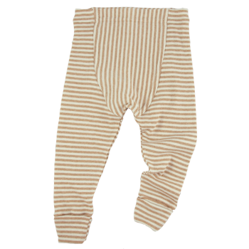 Minimundus babybyxor muddfot fotgömma 100% ekologisk Coloured by Nature färgväxande bomull rand brun naturvit