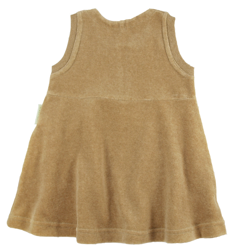 Minimundus klänning av 100% ekologisk bomullsvelour färgväxande Coloured by Nature brun