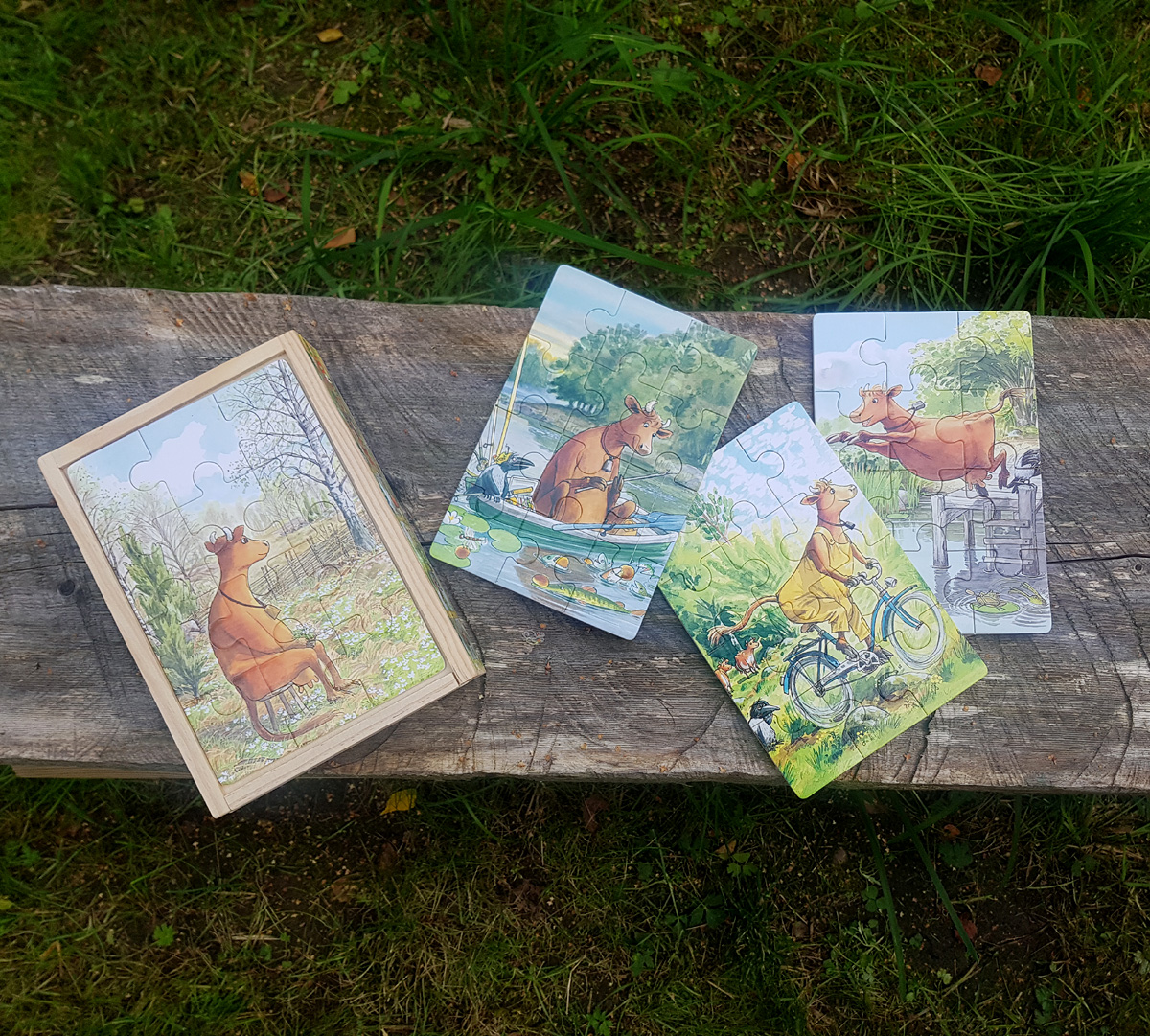 Fyra pussel i låda Mamma Mu Hjelms