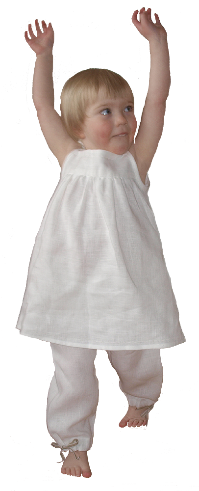 Minimundus långbyxor med knyt av lin vit