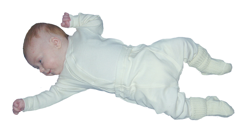 Minimundus babybyxor med mudddfot fotgömma 100% ekologisk bomull naturvit