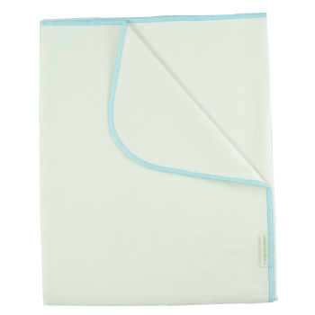 Minimundus skötfilt av 100% ekologisk bomullsflanell naturvit med turkos kant