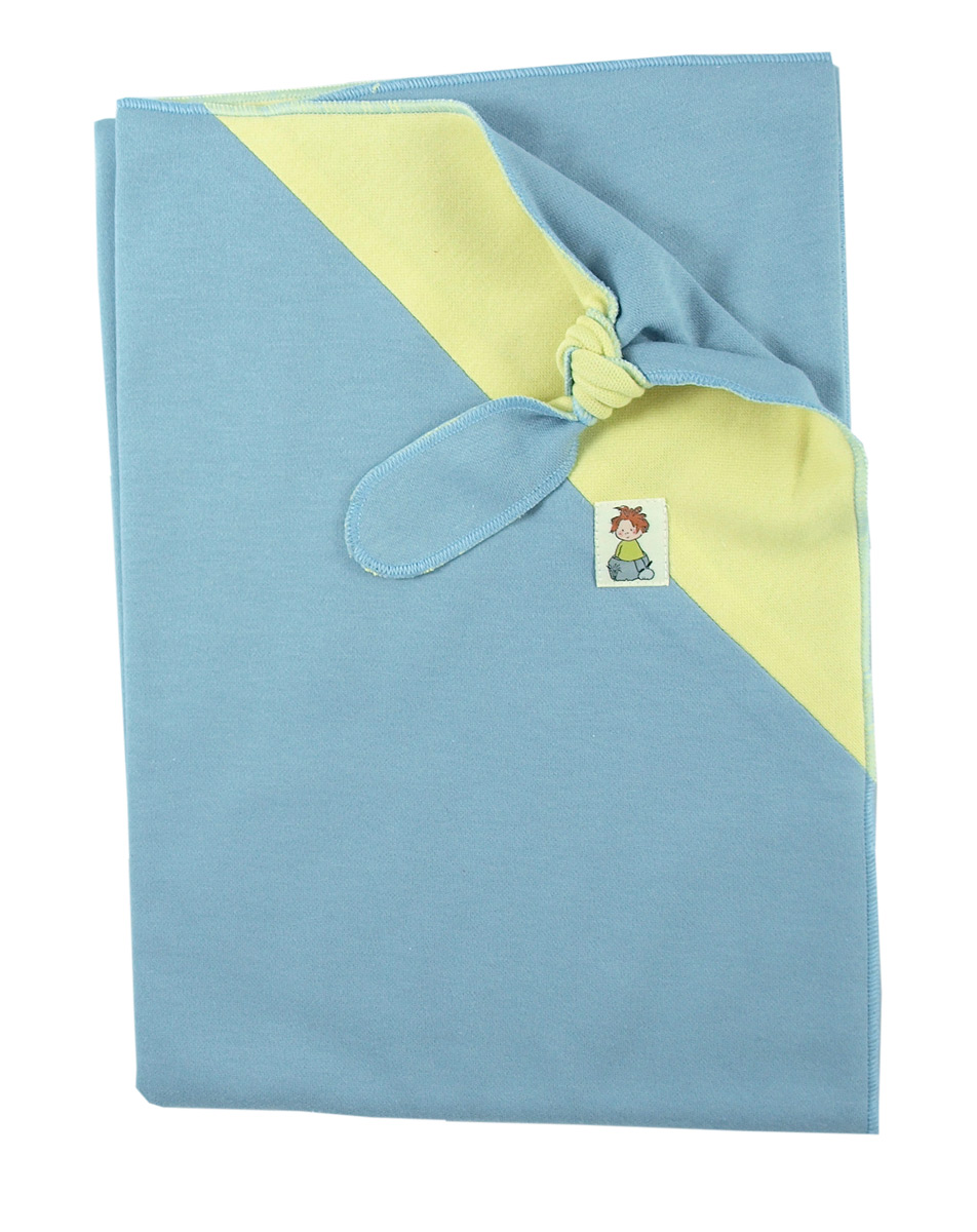 24014 Minimundus ekologisk babyfilt med snuttehörn ljusblå gul Minimundus ekologisk babyfilt med snuttehörn ljusblå gul