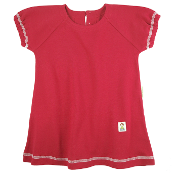 Tim&Teja klänning kort ärm 100% ekologisk bomull ekologiskt färgad röd