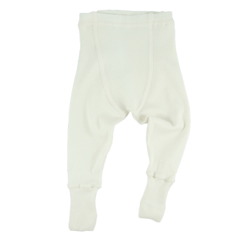 Minimundus babybyxor med muddfot fotgömma naturvit ekobomull