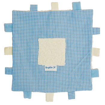 Snuttefilt lappsnutte av 100% ekologisk bomull ljusblårutig Keptin-jr