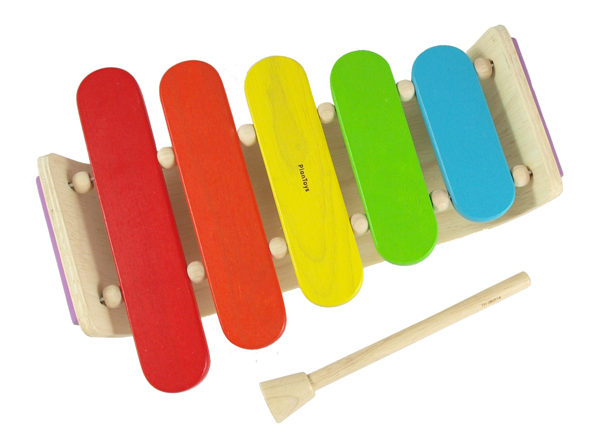 Xylofon av gummiträ 5 klangbrädor PlanToys