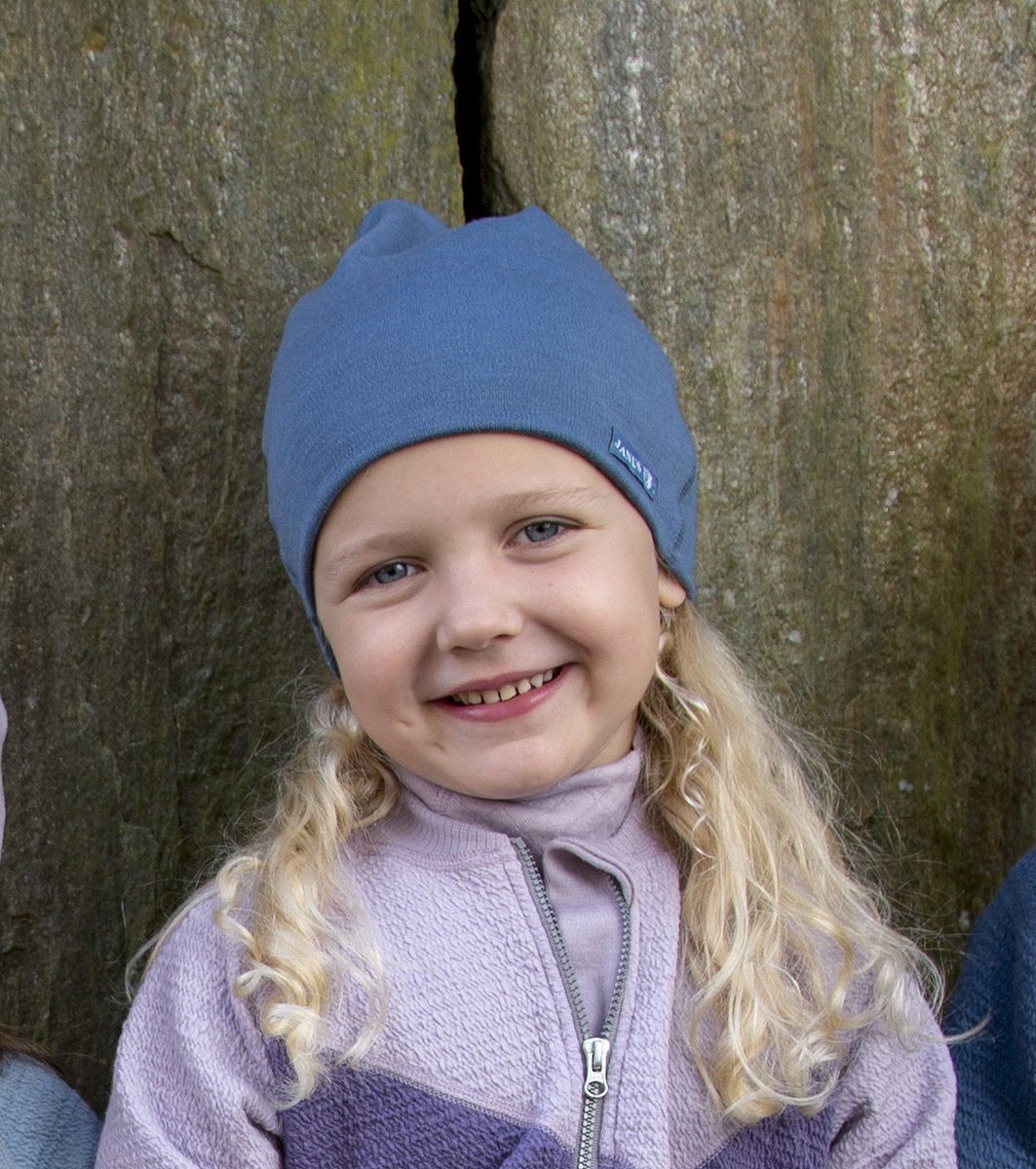 Janus beanie mössa barn blå 100% merinoull