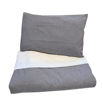 Minimundus påslakanset spjälsäng 100% ekologisk bomull marinblå rutigt