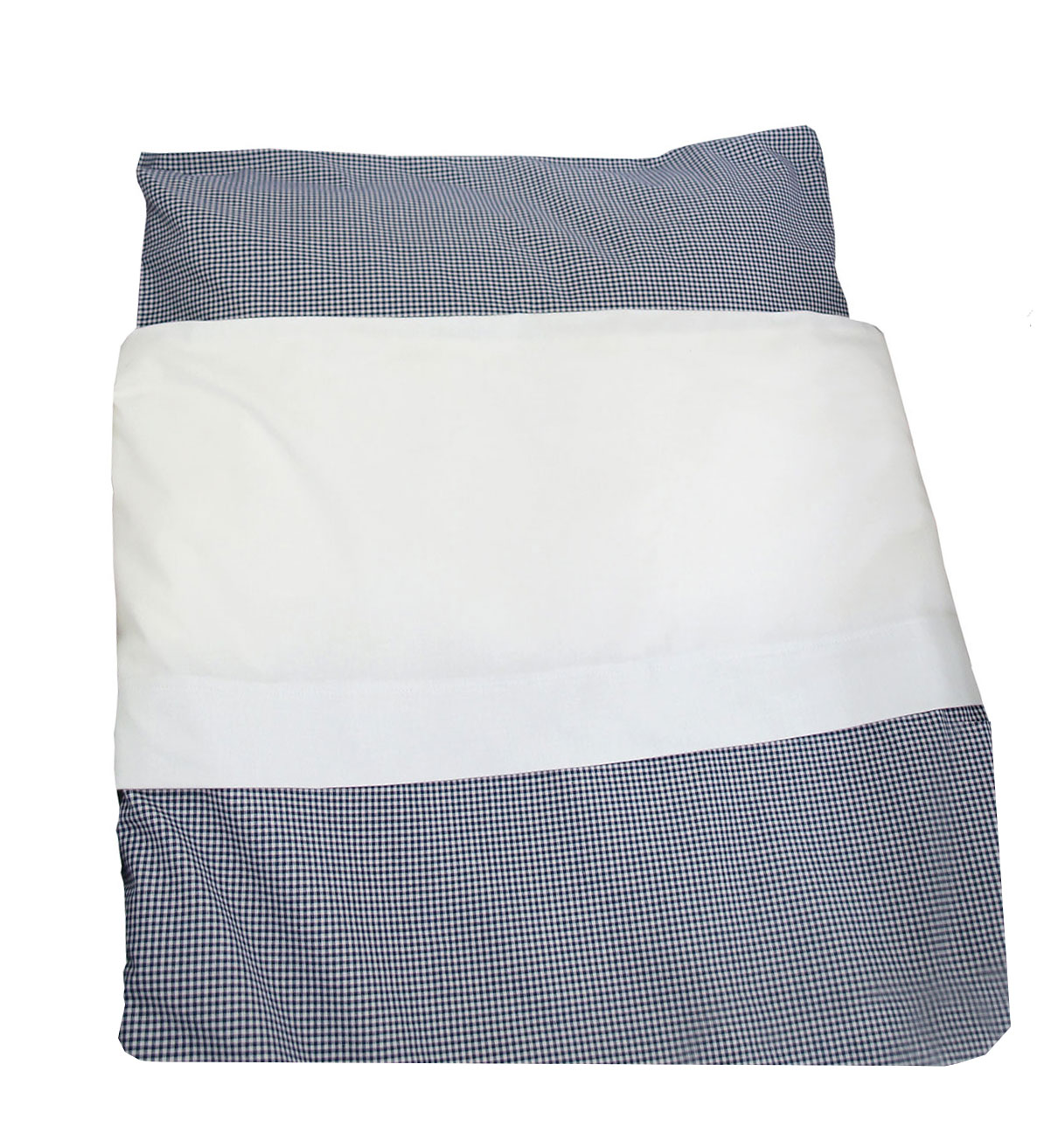 Minimundus påslakanset spjälsäng 100% ekologisk bomull marinblå rutigt