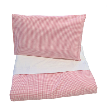 Minimundus påslakanset spjälsäng 100% ekologisk bomull rosarutigt