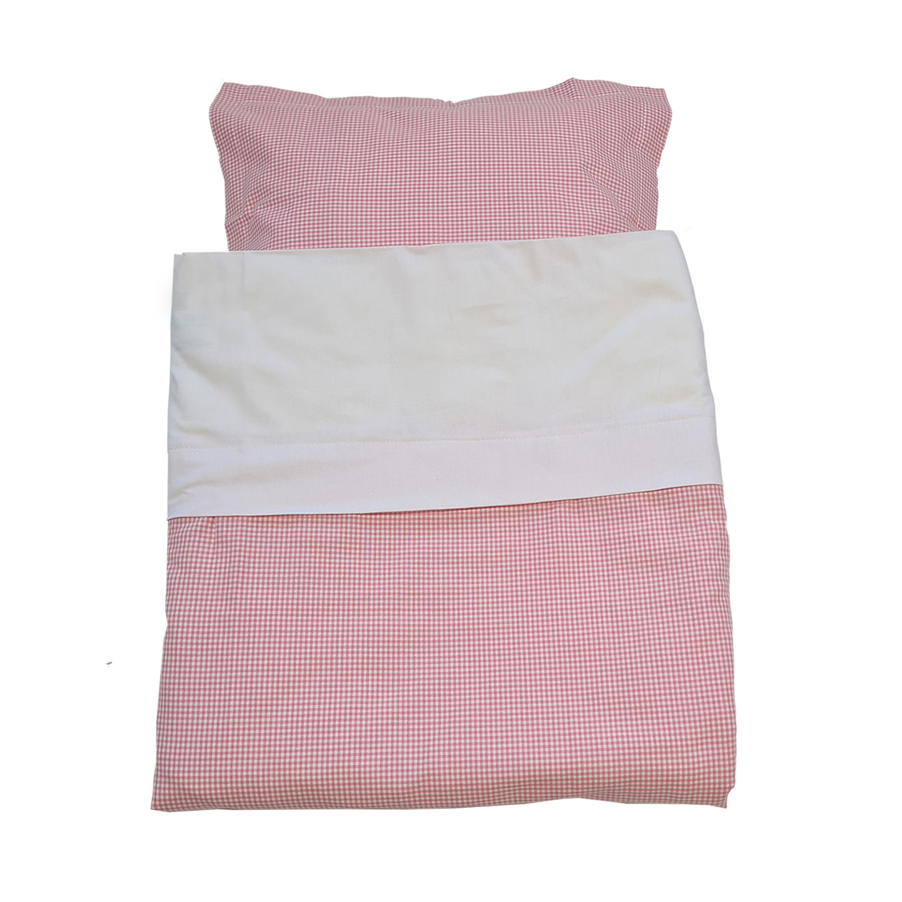 Minimundus påslakanset vagn/vagga 100% ekologisk bomull rosarutigt