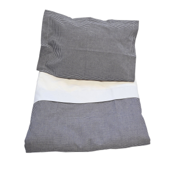 Minimundus påslakanset vagn/vagga 100% ekologisk bomull marinblå rutigt