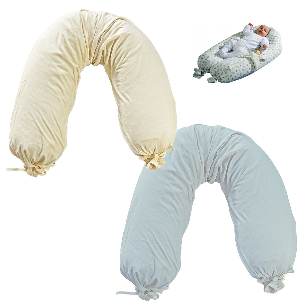 13036 Överdrag till Prolana amningskudde relax 190 cm ekologiskt Bobo, blått och natur Överdrag till Prolana amningskudde relax 190 cm ekologiskt Bobo, blått och natur