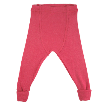 Minimundus babybyxor av 100% merinoull med fotgömma muddfot röd