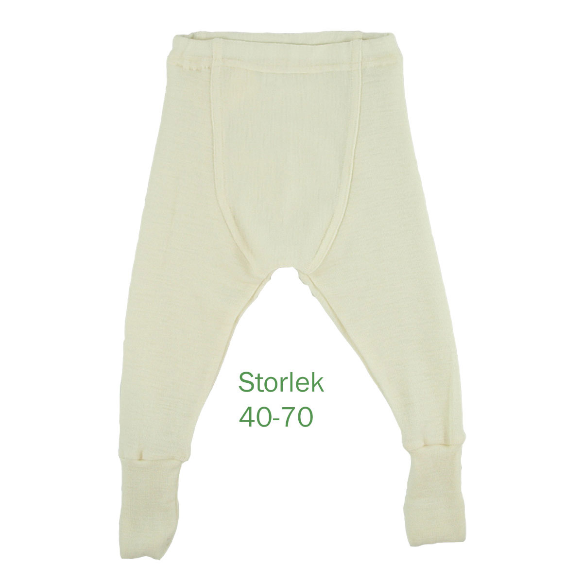 Minimundus babybyxor av 100% merinoull med fotgömma muddfot ullvit