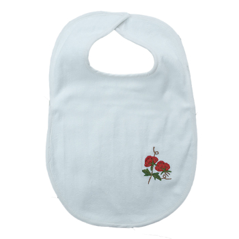 Haklapp med broderade jordgubbar bomullsfrotté vit