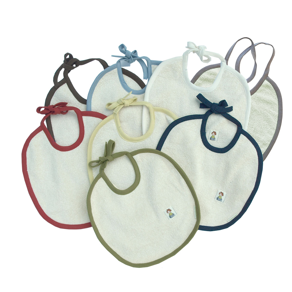 Minimundus haklapp av 100% ekologisk bomullsfrotté med kant i glada färger