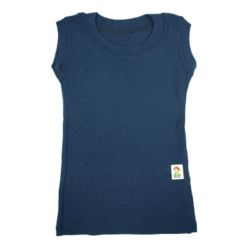 Minimundus tanktop linne barn 100% merinoull marinblå