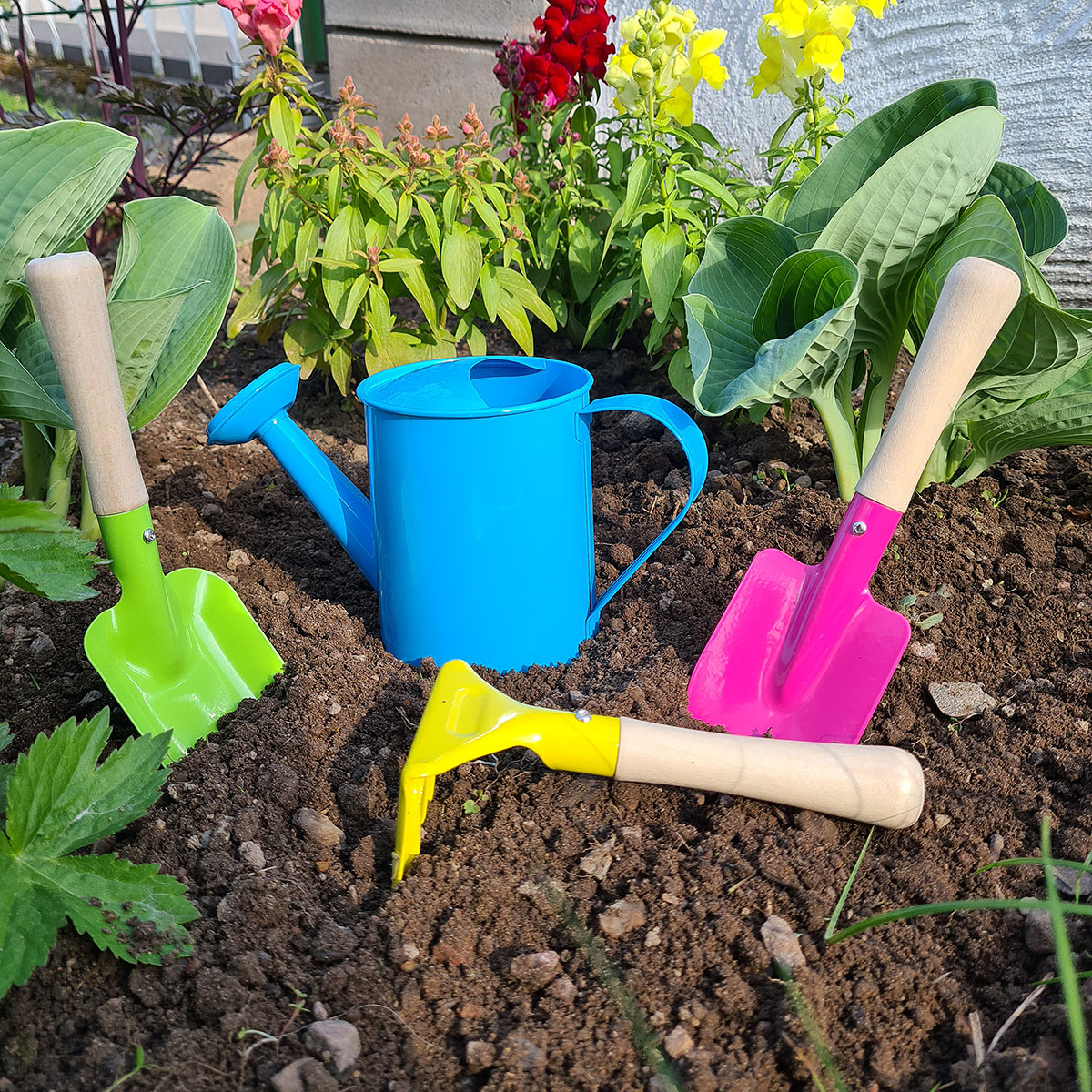 Trädgårdsset av plåt tyg och trä 5 delar GOKI