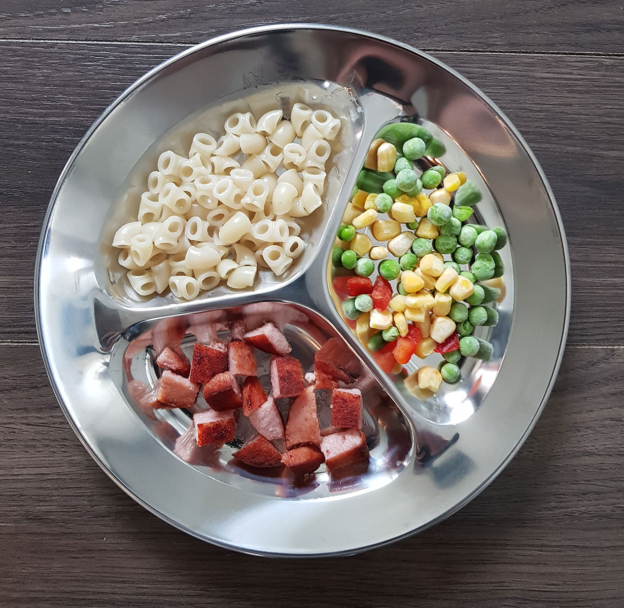 Tallrik med 3 fack giftfritt och hållbart av rostfritt stål