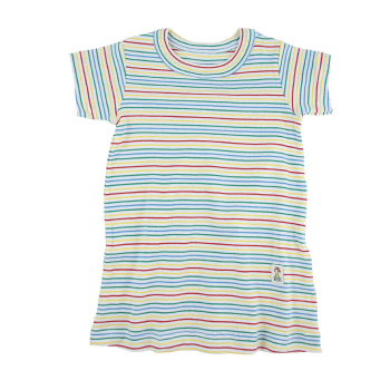 Minimundus klänning med kort ärm 100% ekologisk bomull gladrand