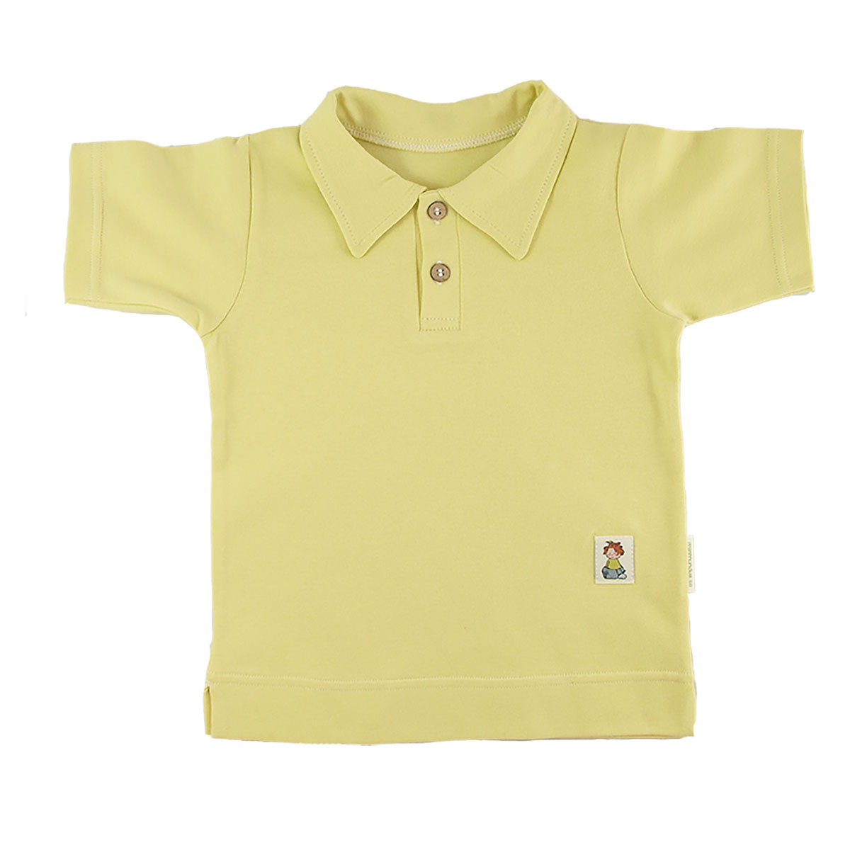 42048 tröja barn ekologisk bomull kort ärm och krage gul tröja barn ekologisk bomull kort ärm och krage gul