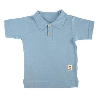 Tim&Teja pikétröja tröja kort ärm 100% ekologisk bomull ekologiskt färgad ljusblå