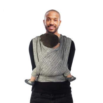 BB-slen bärsjal 4,9 m organic cotton lång jaquardvävd BOLD - ljusgrå/mörkgrå