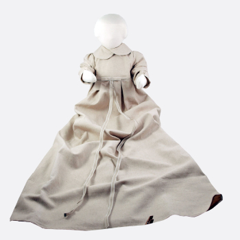 Minimundus dopklänning av oblekt naturtyg med ekologiska linneband