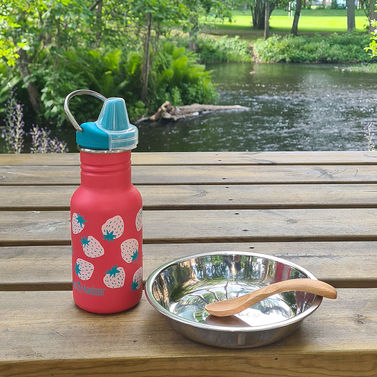 pipmugg vattenflaska Coral Straw Klean Kanteen, rostfri tallrik 14 cm