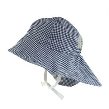 Minimundus solhatt av 100% ekologisk bomull marinblårutig