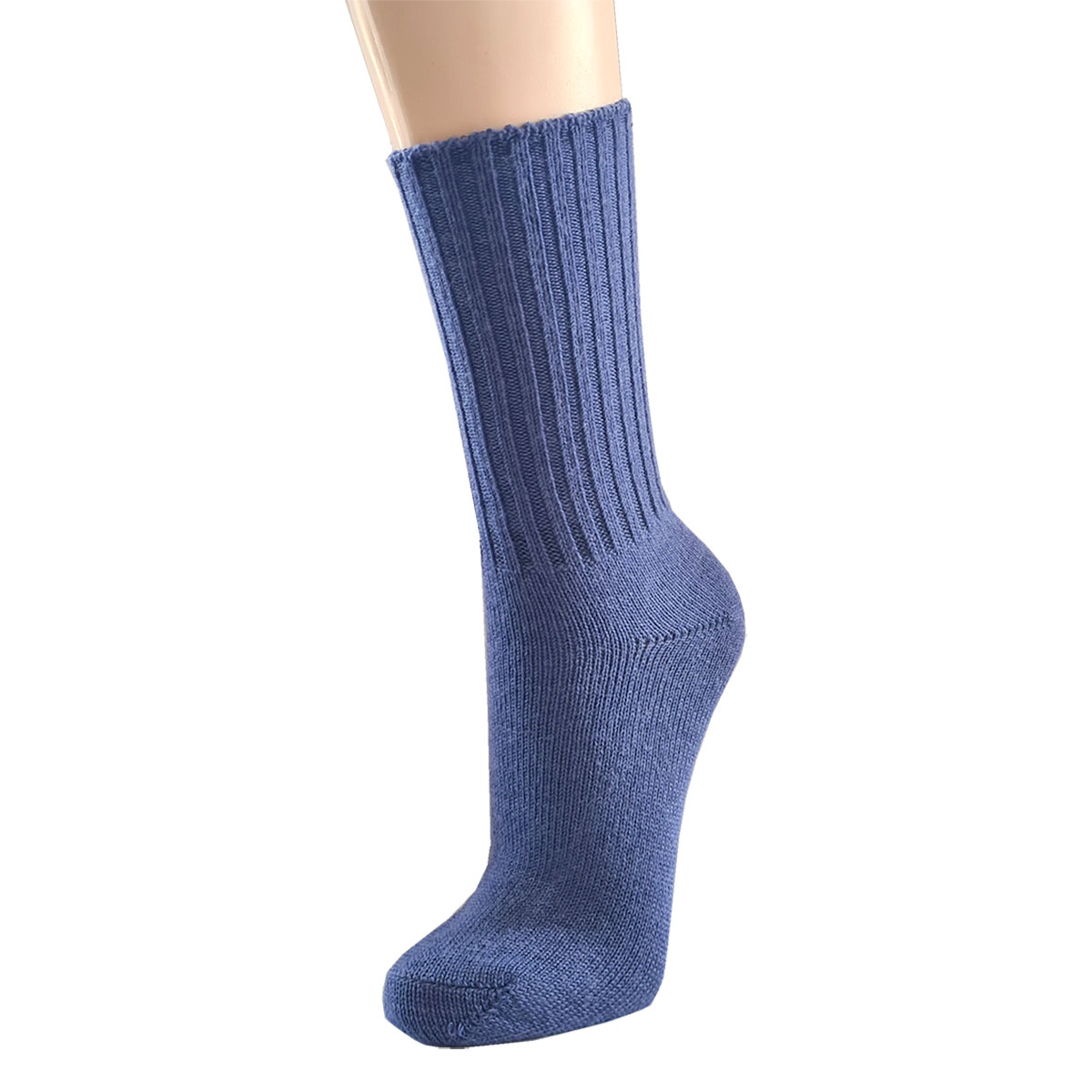 Minimundus ribbade ullstrumpor dam merinoull blå