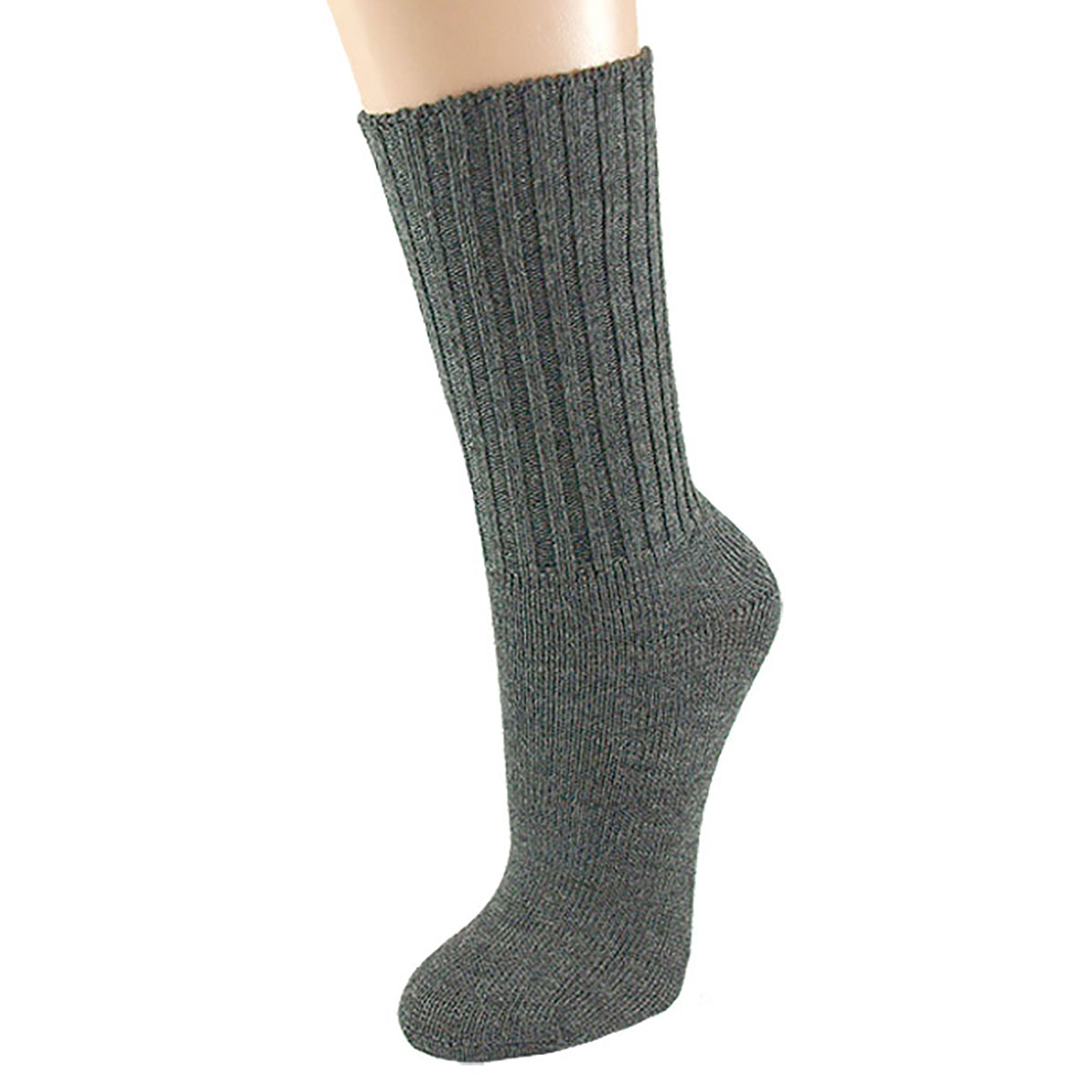 Minimundus ribbade ullstrumpor dam merinoull gråmelerade