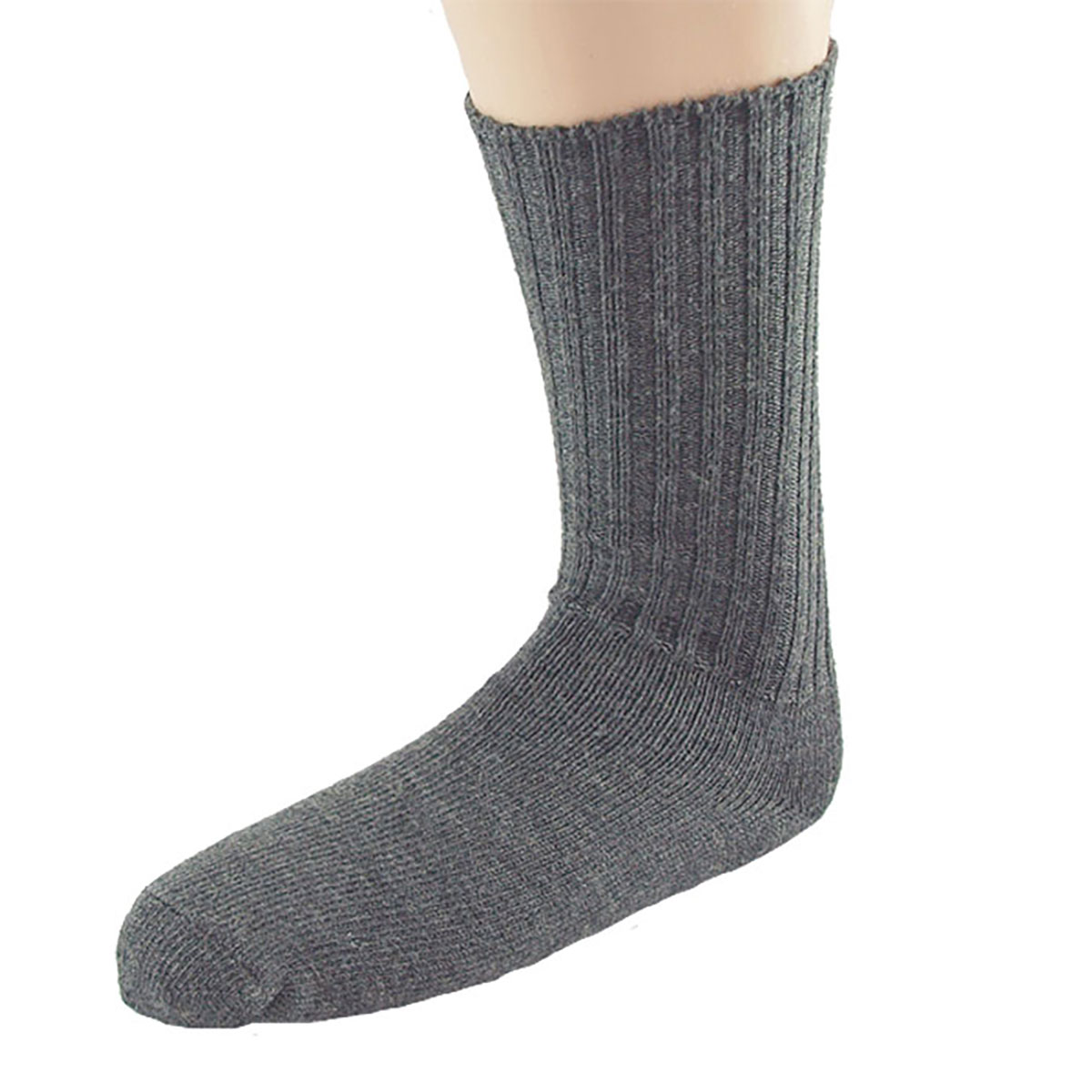 Minimundus ribbade ullstrumpor herr merinoull gråmelerade