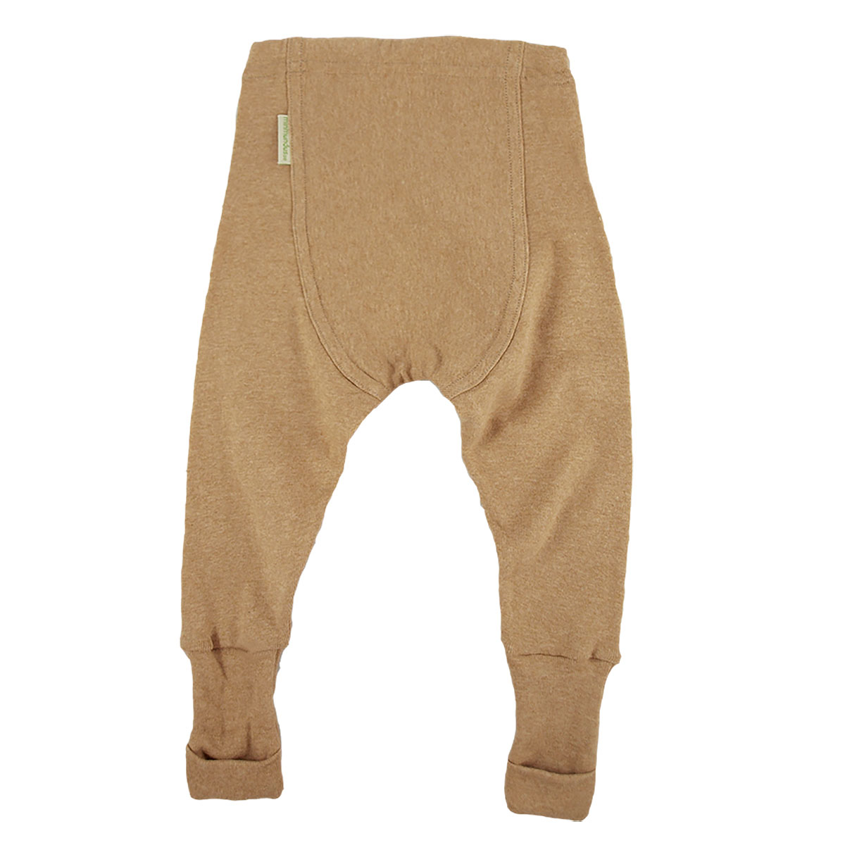 Minimundus babybyxor med fotgömma muddfot 100% ekologisk bomull colorganic färgväxande brun